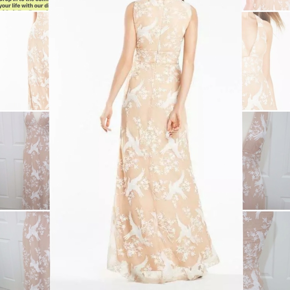 NWOT BCBGMaxazria Cecilia Dove embroidered gown - Picture 3 of 3